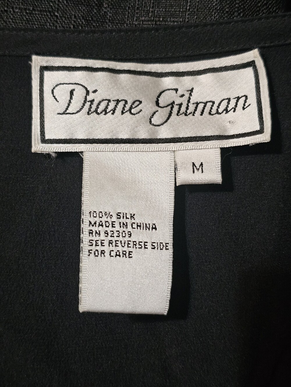 Diane Gilman Black Tunic with Pink Floral Embroidery and Blue-Gold Trim M - Picture 3 of 5